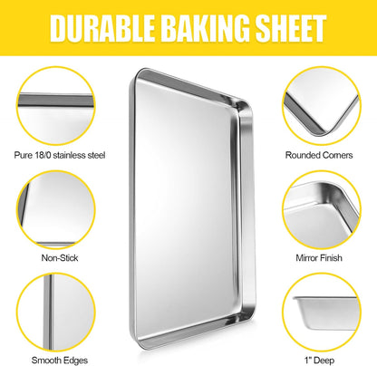 Terlulu Stainless Steel Baking Sheet Set - Nonstick Cookie & Half Sheet Pan, 2-Piece 17.3'' x 12.3''