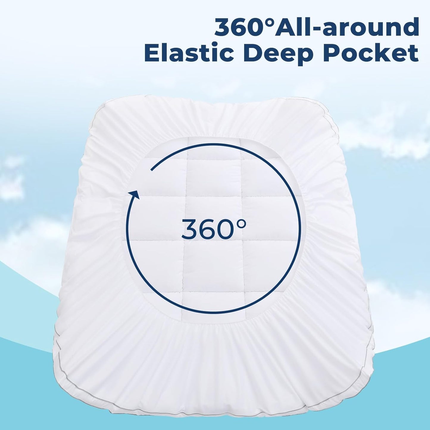 OLANLY Memory Foam Mattress Topper - 4 Inch Queen Size with Cooling Pillow Top & Gel Layer, White