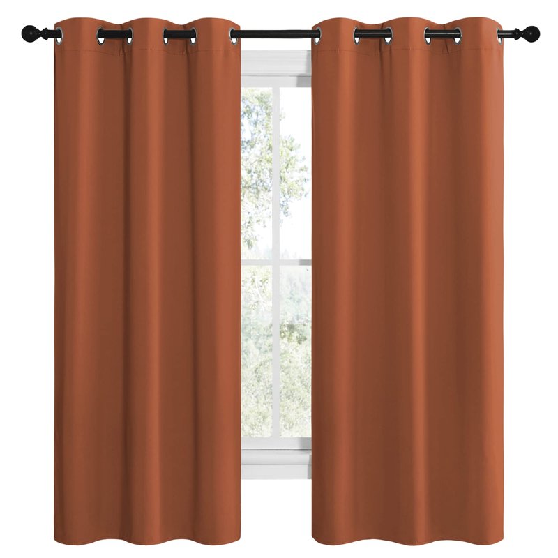 NICETOWN Bedroom Blackout Curtains 68 inches Long, Privacy and Thermal Insulated Blackout Drapes for Windows (Burnt Orange, 1 Pair, 42 x 68 inches)