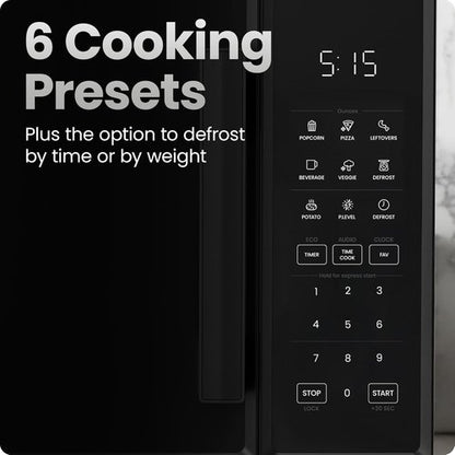Chefman Microwave Oven - 0.9 Cu. Ft. Capacity, 900 Watts, 10 Power Levels & Child Safety Lock - Black