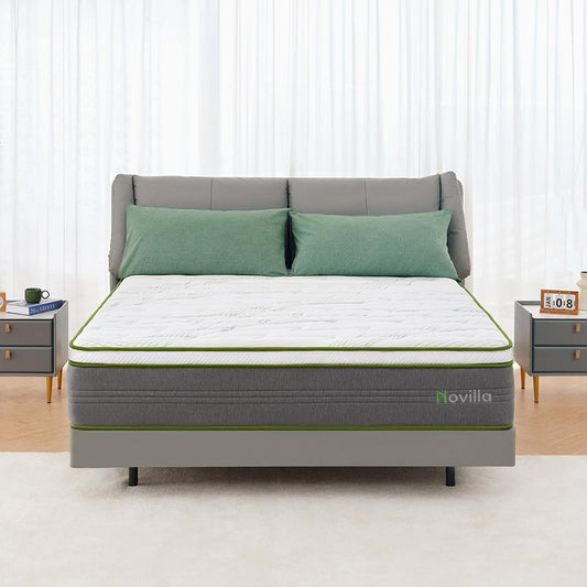 Novilla King Mattress,12 Inch Gel Memory Foam Hybrid Mattress with Individually Pocket Springs, Breathable Mattresses King for Cool Sleep,Motion Isolation & Pressure Relief, Medium Firm, vigour