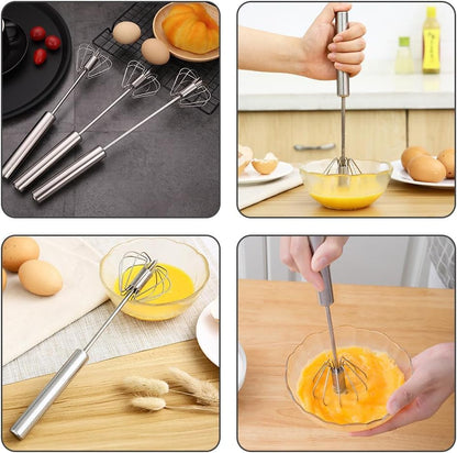 Skiennix Stainless Steel Semi-Automatic Whisk - 10-Inch Manual Mixer for Blending & Beating