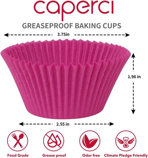 Caperci Jumbo Cupcake Liners - Extra Large 300-Count | Odorless, Food-Grade Grease-Proof Paper