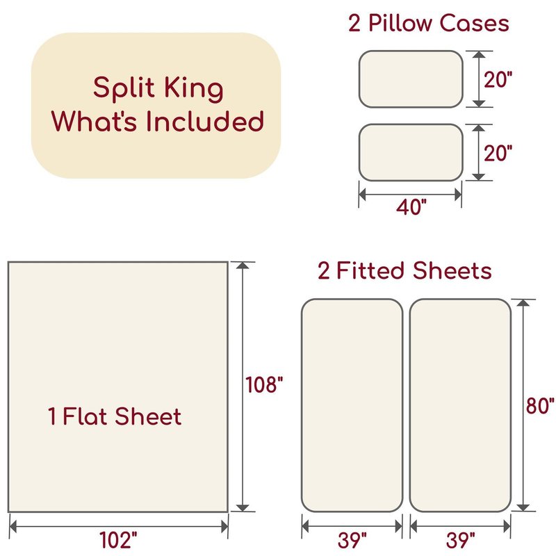Mellanni Split King Sheets Set - 5 PC Iconic Collection Bedding - Hotel Luxury, Extra Soft, Cooling Bed Sheets - Wrinkle, Fade, Stain Resistant (Split King, Brown)