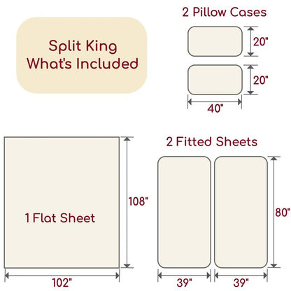Mellanni Split King Sheets Set - 5 PC Iconic Collection Bedding - Hotel Luxury, Extra Soft, Cooling Bed Sheets - Wrinkle, Fade, Stain Resistant (Split King, Mineral Gray)