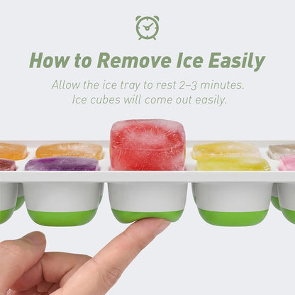 Skiennix Ice Cube Tray Set - 3 Durable Stackable Trays with Lids for Easy Ice Release | 42 Cubes