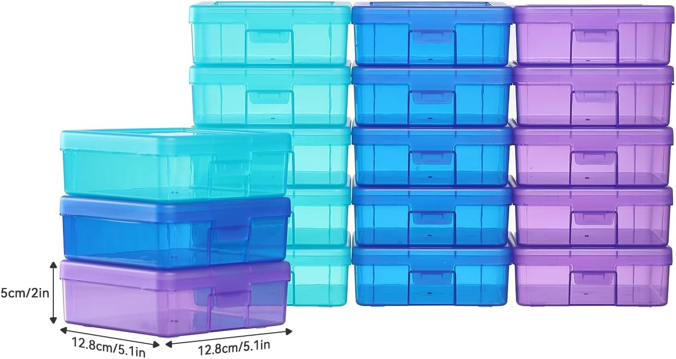 Novelinks 18-Pack Small Clear Plastic Storage Containers - Stackable Arts & Crafts Organizers with Lids