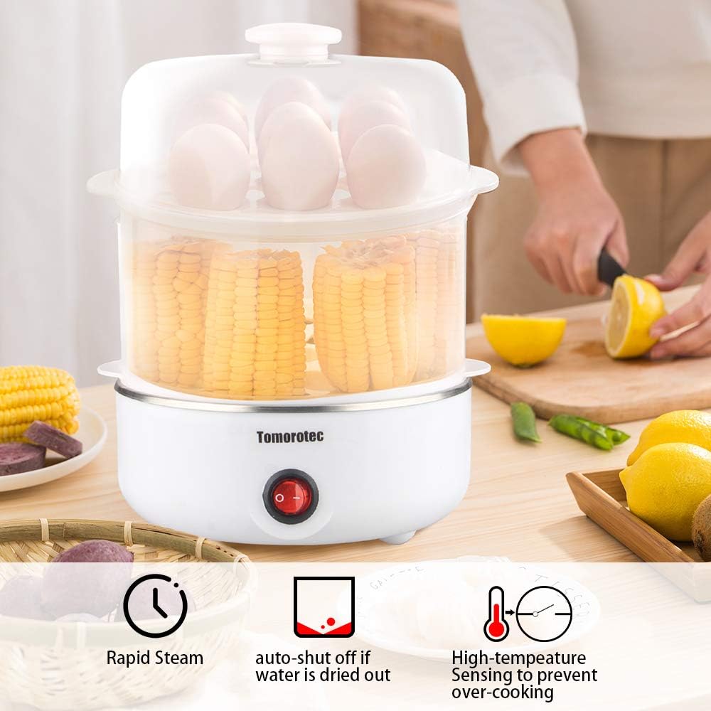 Tomorotec Electric Egg Cooker - 14 Egg Capacity | Rapid Cooking, Auto Off for Perfect Hard Boiled & Poached Eggs