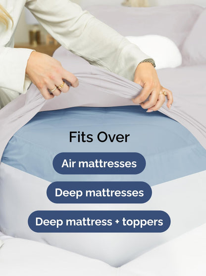 Skiennix Extra Deep Twin Sheet Set - 4-Piece Breathable Cooling Bedding - Soft, Wrinkle-Free French Grey