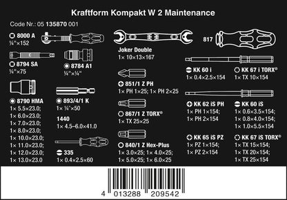 Wera Kraftform Kompakt W 2 Maintenance Tool Set - 35 Durable Pieces for Efficient Repairs
