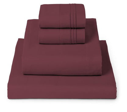 Mellanni King Sheets Set - 4 PC Iconic Collection Bedding - Hotel Luxury, Extra Soft, Cooling Bed Sheets - Wrinkle, Fade, Stain Resistant (King, Burgundy)