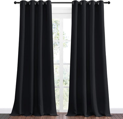 NICETOWN Blackout Curtains for Halloween - Thermal Insulated Drapes | 2 Panels, 55" x 90", Black