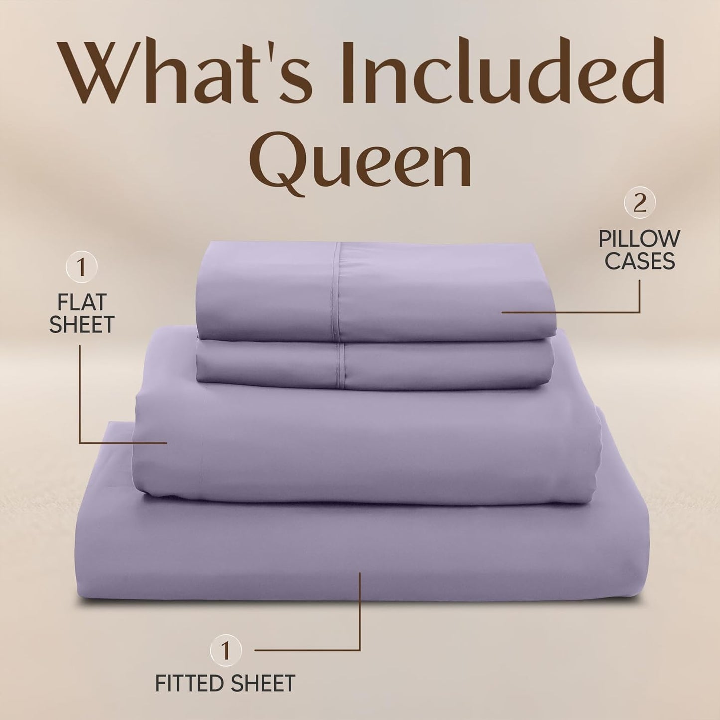 Utopia Bedding Queen Size Sheet Set - Soft, Breathable Microfiber | 4-Piece Lavender Set with Fitted Sheet, Flat Sheet & Pillowcases