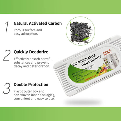 Skiennix Refrigerator Deodorizer - 4 Pack Activated Carbon Odor Eliminator & Moisture Absorber