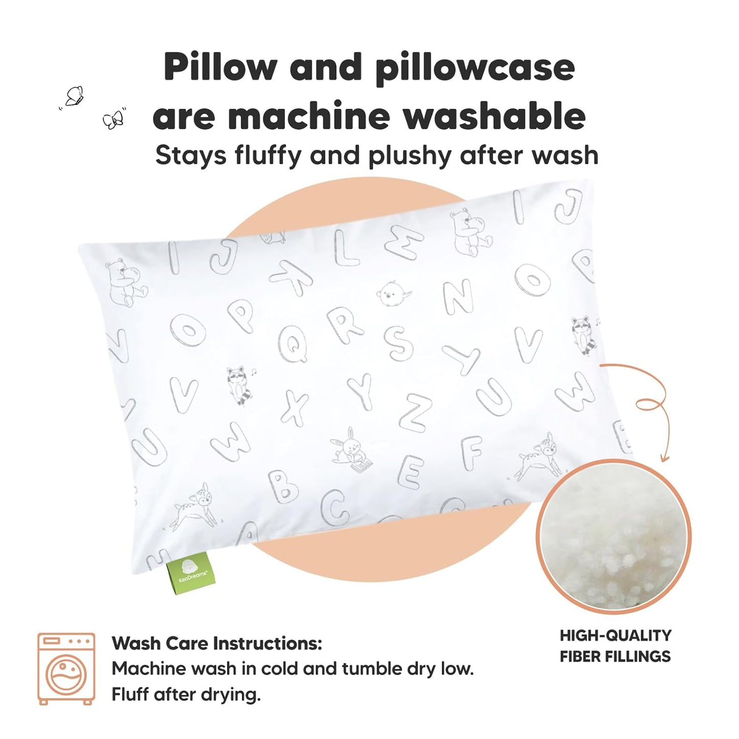My Little Dreamy Toddler Pillow - Organic Cotton Travel Bed Pillow with Soft, Breathable Case | 13x18 Inches, Machine Washable for Ages 2-5