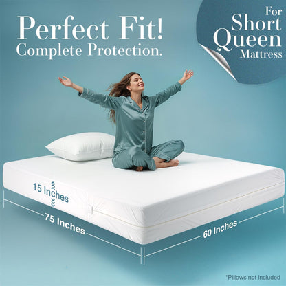 Utopia Bedding Mattress Protector - 100% Waterproof Bed Bug & Dust Mite Proof | Short Queen Size