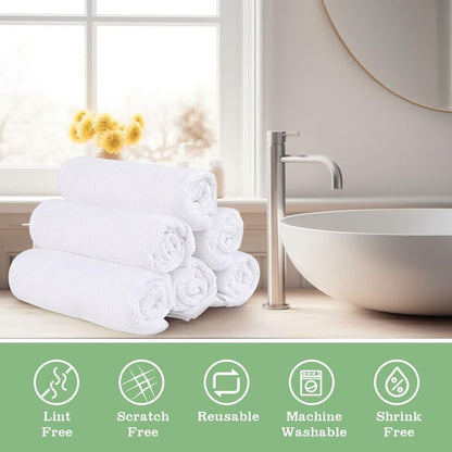 UNIMADE Washcloths - 20 Pack - Face Towels (12" x 12"), Highly Soft Wash Cloths and Hand Towels, Fast Drying Multi-Purpose Microfiber Cleansing Cloths for Bathroom, Hotel, Spa, and Salon - White
