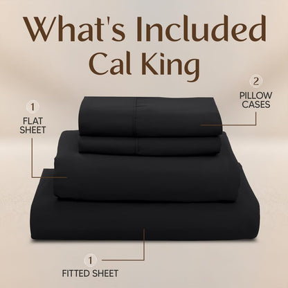 Utopia Bedding California King Size Sheet Set – 4 Piece Bed Sheets, Soft and Breathable Microfiber, Includes 1 Fitted Sheet, 1 Flat Sheet and 2 Pillowcases – Oeko Tex (Black)