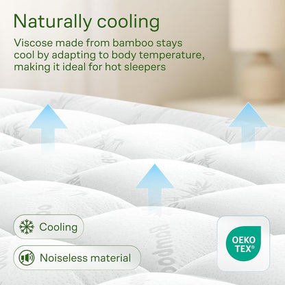 Niagara Sleep Solution Ultra Soft King Size Mattress Topper - Bamboo Viscose Pillow Top for Back Pain Relief | Naturally Cooling, White