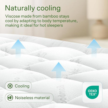 Niagara Ultra Soft Queen Size Mattress Topper - Viscose Made from Bamboo Pillow Top Mattress Pad for Full Back Support - Naturally Cooling for Hot Sleepers, White