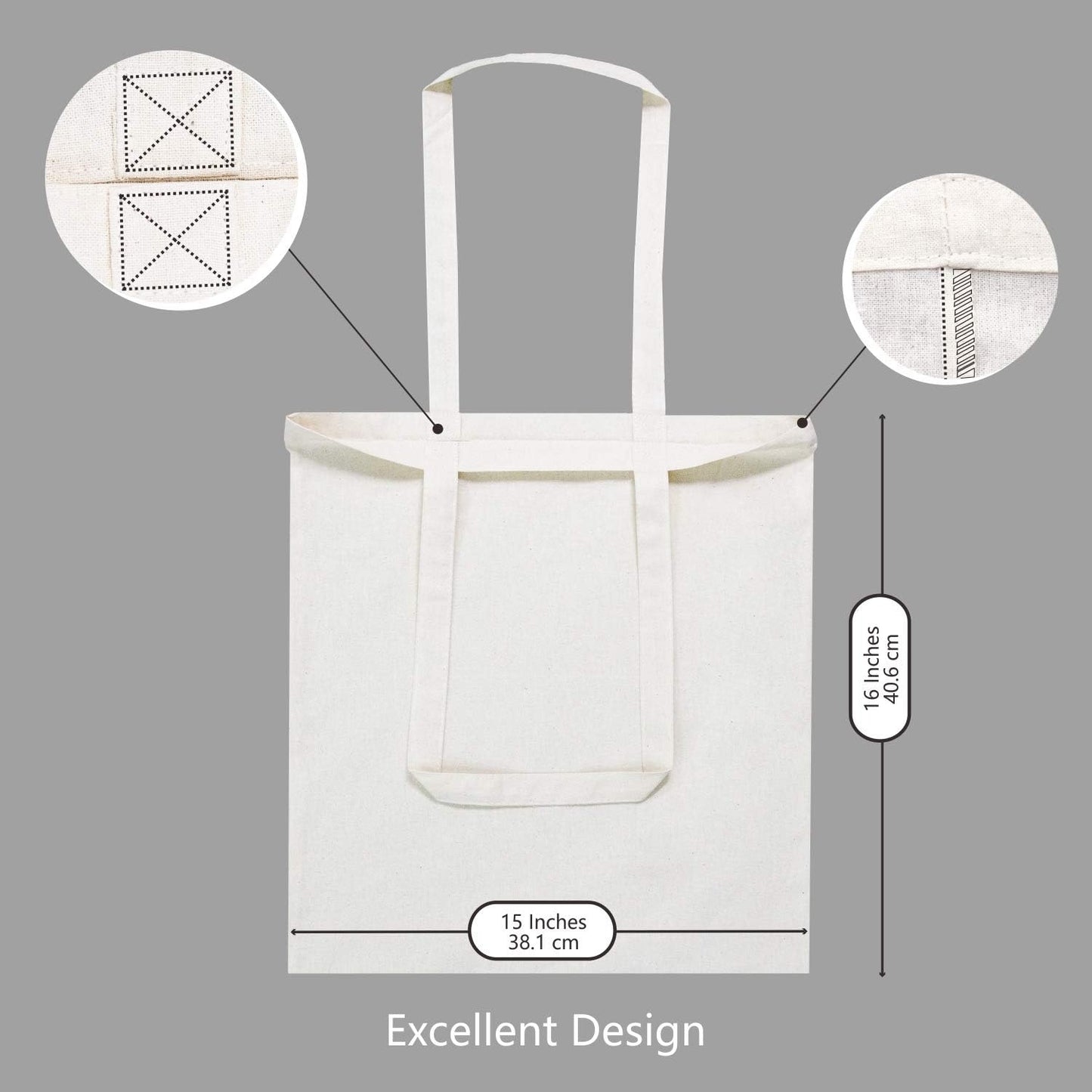TOPDesign 48-Pack Cotton Tote Bags - Lightweight 16"x15" Reusable Grocery Bags for DIY & Promotions