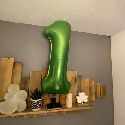 Skiennix Giant Number 7 Balloon - Self-Inflating Foil Helium Decoration for 7th Birthday Party | Green