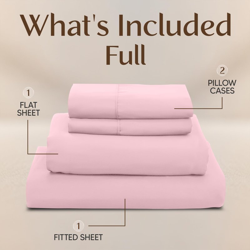 Utopia Bedding Full Bed Sheets Set - 4 Piece Bedding - Brushed Microfiber - Shrinkage and Fade Resistant - Easy Care (Full, Pink)