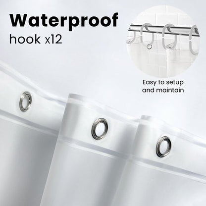 LiBa Bathroom Shower Curtain with 12 Shower Rings- Waterproof Plastic Shower Curtain Premium PEVA Non-Toxic with Rust Proof Grommets Frosted 10G Heavy Duty Bathroom Accessories 72x72
