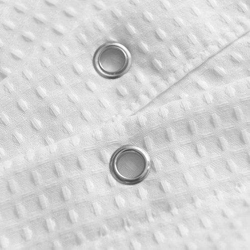 Barossa Design Waffle Weave Fabric Shower Curtain Hotel Spa Luxury - White Heavyweight Curtains for Bathroom with Cloth Pique Pattern, Water Repellent, 71 x 72 Inches Shower Decorative