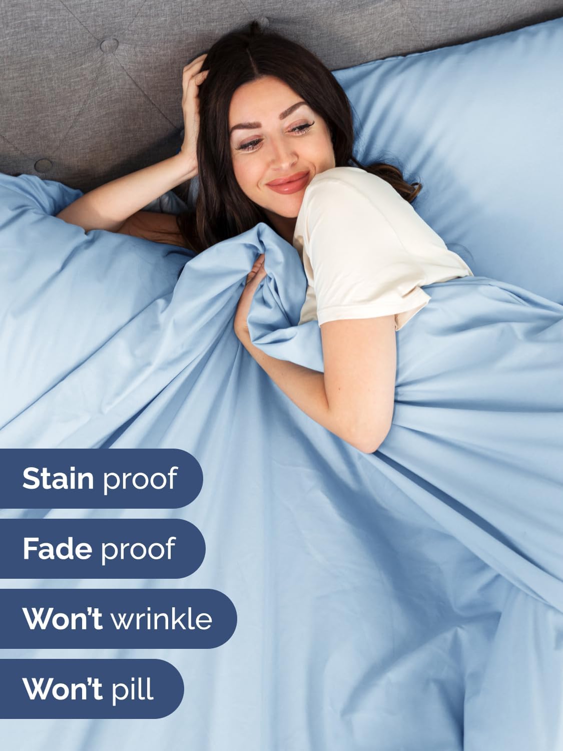 Skiennix Extra Deep Full Sheet Set | 6-Piece Breathable Cooling Bedding - Soft, Wrinkle-Free Light Blue