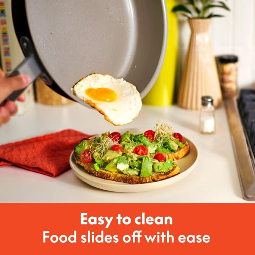 Bella 9-Piece Ceramic Nonstick Cookware Set - Dishwasher & Oven Safe | Stackable Design, Cool Touch Handles, Black