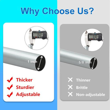 Byondeth Adjustable Curtain Rods - 16 to 170 Inches | 1 Inch Diameter with Aluminum End Cap, Silver Gray