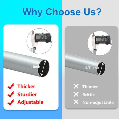 Byondeth Curtain Rods for Windows 16 to 170 Inches Adjustable Length 1 Inch Diameter Window Curtain Rod with Aluminium End Cap, Silver Gray