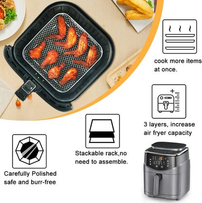 BYKITCHEN 7-Inch Air Fryer Rack - Stackable Stainless Steel Accessory for Ninja & Cosori Air Fryers