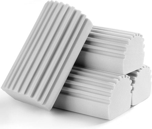 Jeymei Damp Dusting Sponge - 4-Pack Reusable Gray Cleaners for Baseboards & Window Tracks