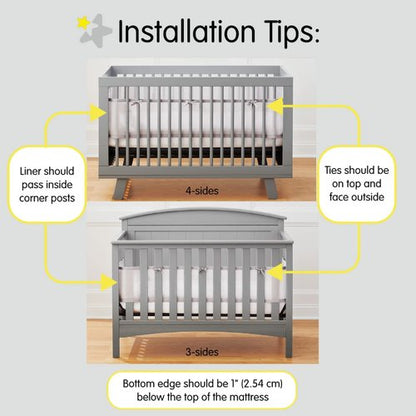 BreathableBaby Breathable Mesh Liner for Full-Size Cribs, Classic 3mm Mesh, White (Size 4FS Covers 3 or 4 Sides)