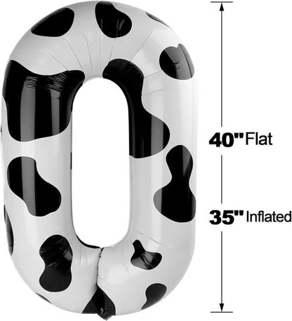 Cow Print Number Balloon - 40 Inch 0 Balloon for Farm Birthday Decorations | Perfect for Girls' Parties