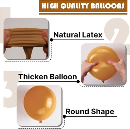 PartyWoo Tan Balloons - 12 Inch Boho Neutral Light Brown Latex Balloons for Graduation & Baby Showers