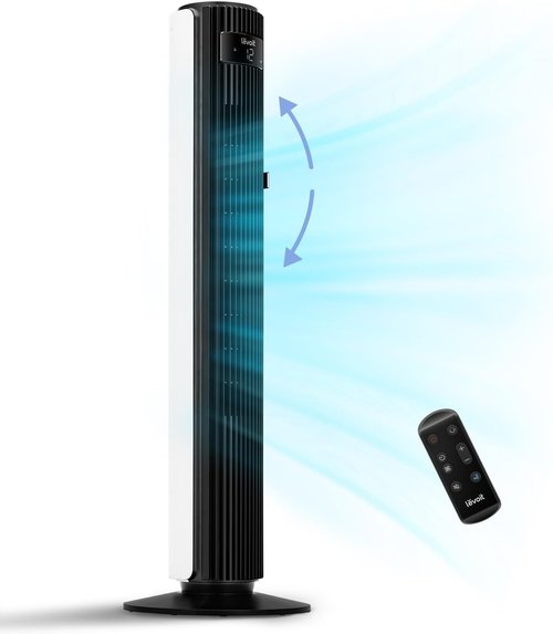LEVOIT Classic 42-Inch Tower Fan - 1252 CFM Powerful Cooling with 12 Speeds, 90° Oscillation & Remote Control