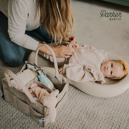 Parker Baby Diaper Caddy - Versatile Nursery Storage Bin & Car Organizer for Diapers - Oatmeal