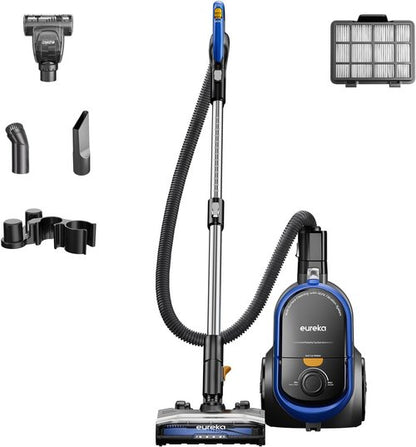 Eureka Bagless Canister Vacuum - 16KPA Suction, Washable HEPA Filter, Compact Design with 3 Tools
