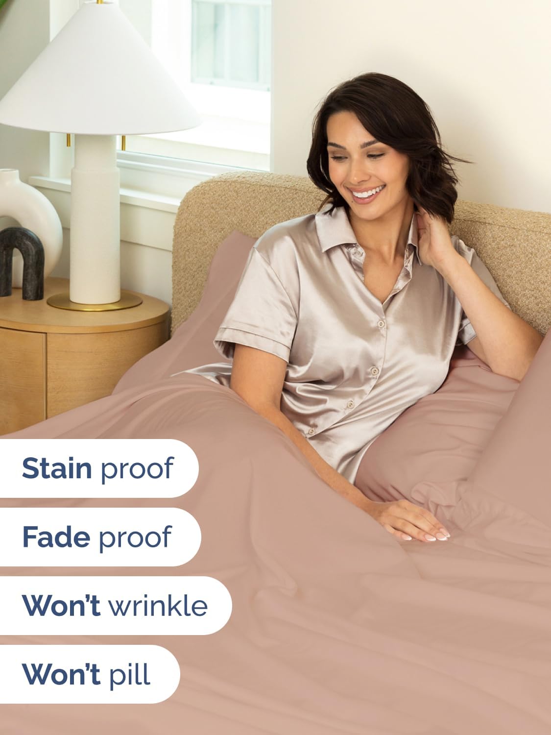 Skiennix Extra Deep Cal King Sheet Set - 6 Piece Cooling & Breathable Bedding - Soft, Wrinkle-Free Mauve