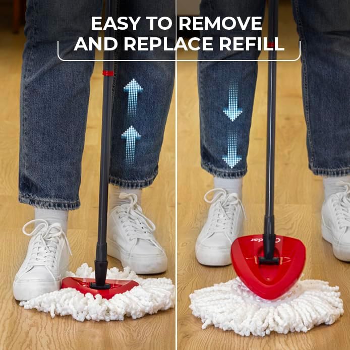 O-Cedar EasyWring Microfiber Spin Mop & Bucket | Efficient Floor Cleaning System with Extra Refill - Red/Gray