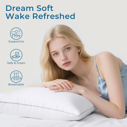 Sasttie Queen Size Pillows - Oeko-Tex Certified Down Alternative, Hotel Quality, Set of 2