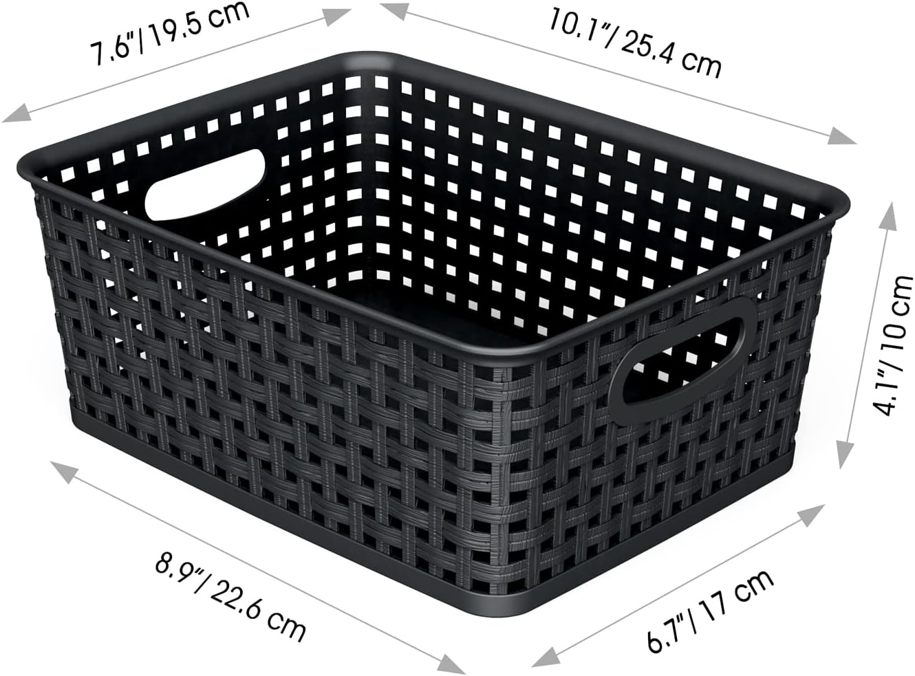 WYT 12-Pack Black Plastic Weave Storage Baskets - Perfect for Organizing Small Spaces