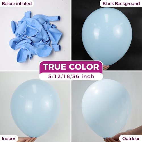 Bezente Pastel Blue Latex Party Balloons - 150 Pack of 5-Inch Round Helium Balloons for Celebrations