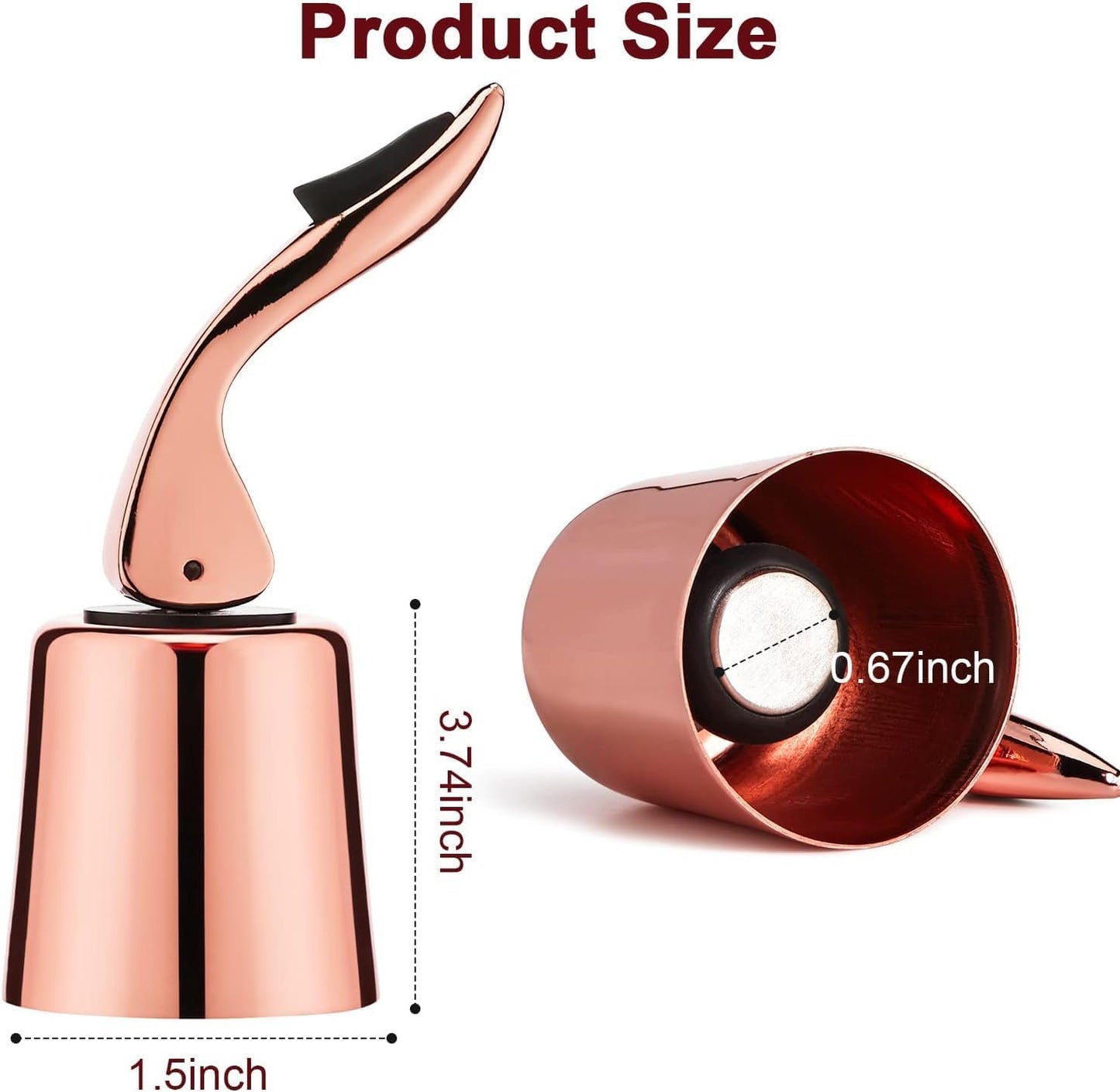 Wine Stoppers for Wine Bottles with Stainless Steel Vacuum Wine Bottle Stopper with Silicone Reusable Wine Corks, Leak proof Keep Fresh Suitable for Red&White Bottle (Rosegold, 1 Pack)