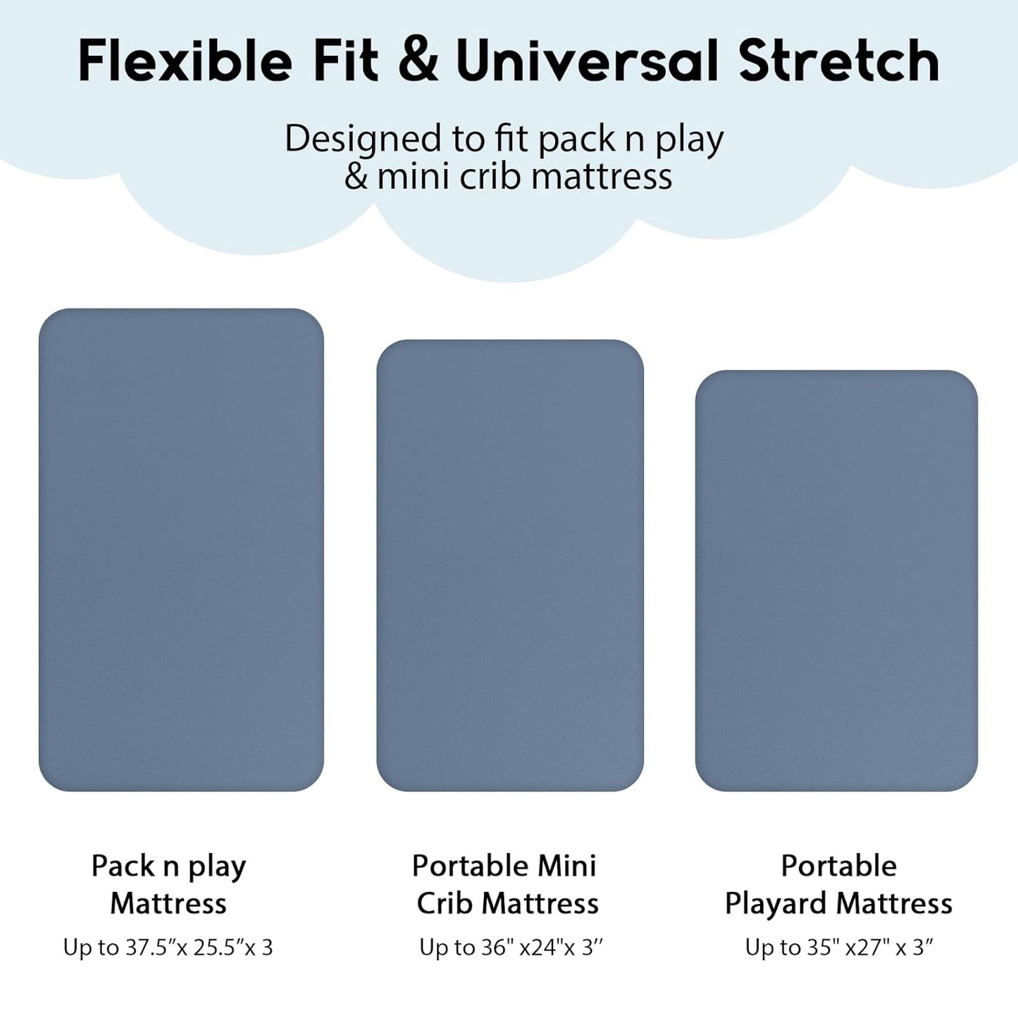 Yoofoss Fitted Pack and Play Sheets - Soft, Breathable Mini Crib Sheets 2-Pack in Blue Rocket Design