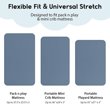 Yoofoss Fitted Pack and Play Sheets - Soft, Breathable Mini Crib Sheets 2-Pack in Blue Rocket Design