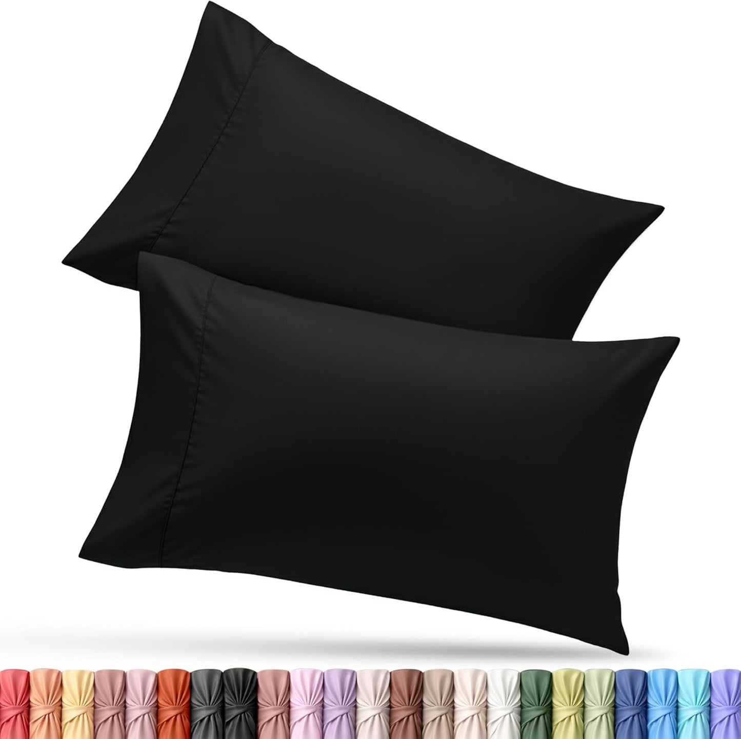 Utopia Bedding King Pillow Cases | Soft Brushed Microfiber - 2 Pack, Fade Resistant, 20 x 40 Inches - Black